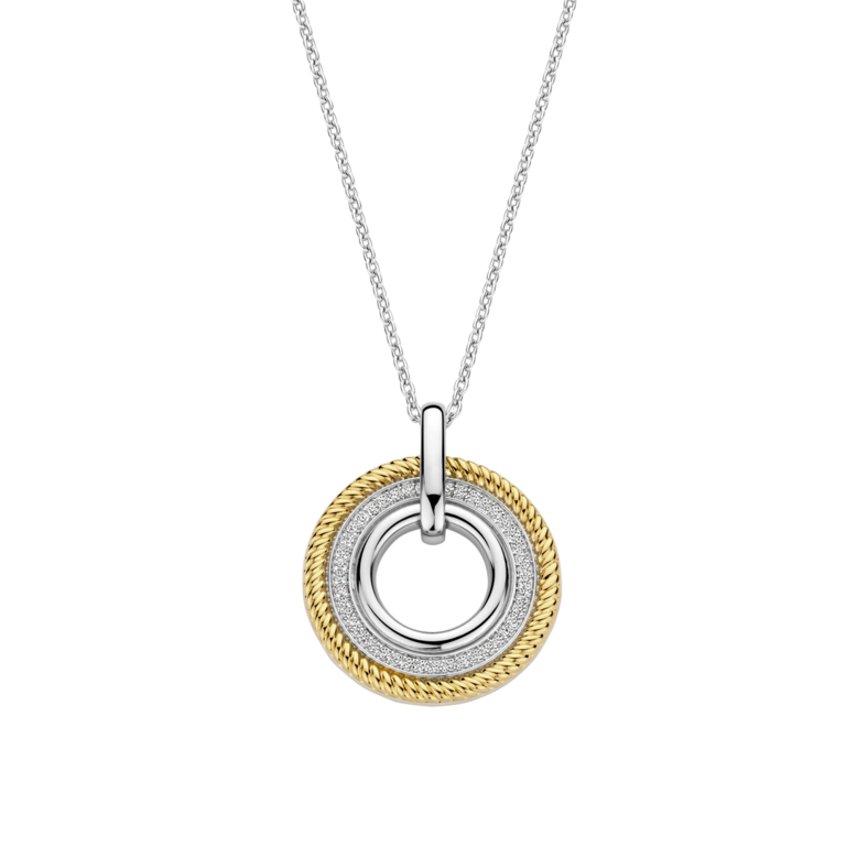 Ti Sento Interwoven Circle Pendant with CZs