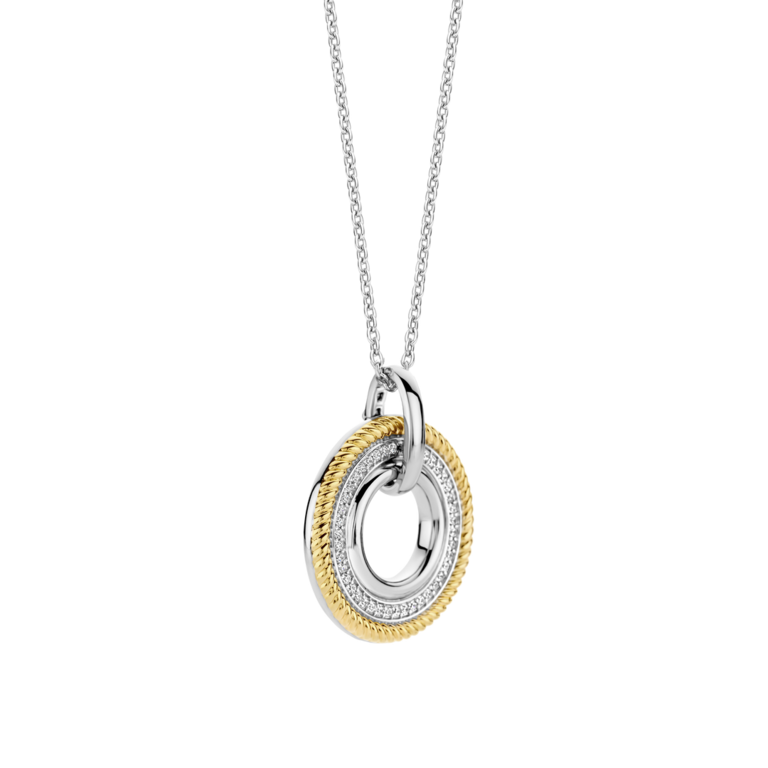 Ti Sento Interwoven Circle Pendant with CZs
