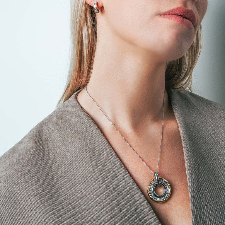 Ti Sento Interwoven Circle Pendant with CZs