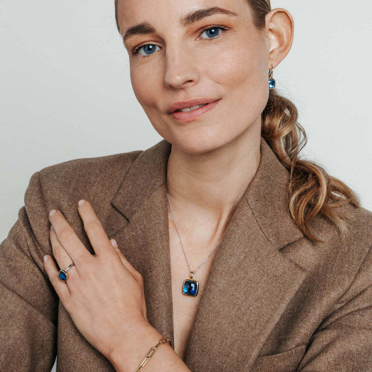 Ti Sento Deep Blue Cushion Pendant