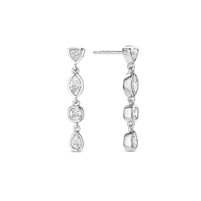 Ti Sento Silver Drop Earrings with Mixed-Cut CZs