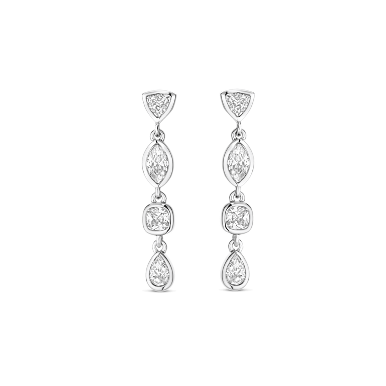 Ti Sento Silver Drop Earrings with Mixed-Cut CZs