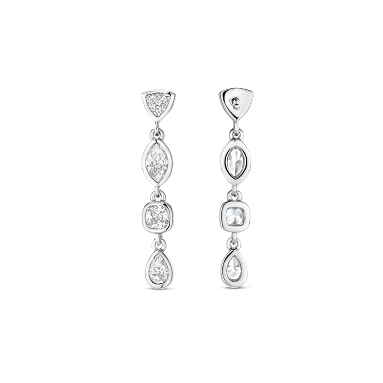 Ti Sento Silver Drop Earrings with Mixed-Cut CZs