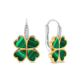 Ti Sento Malachite Clover Drop Earrings