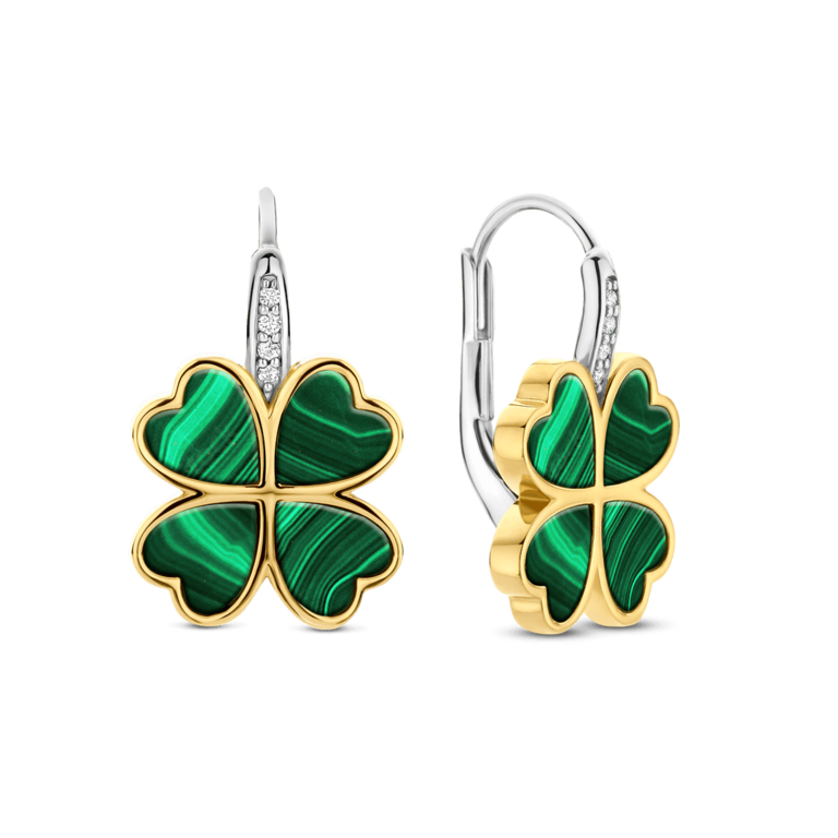 Ti Sento Malachite Clover Drop Earrings