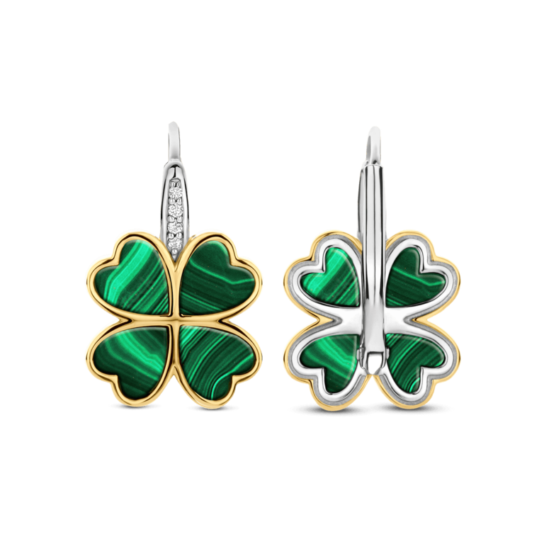 Ti Sento Malachite Clover Drop Earrings