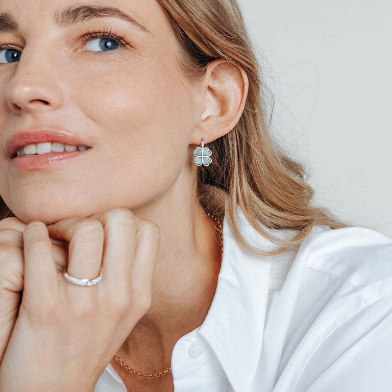 Ti Sento Malachite Clover Drop Earrings