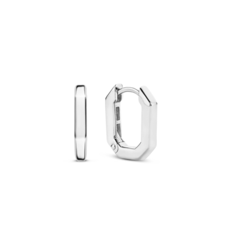 Ti Sento Geometric Silver Huggie Earrings