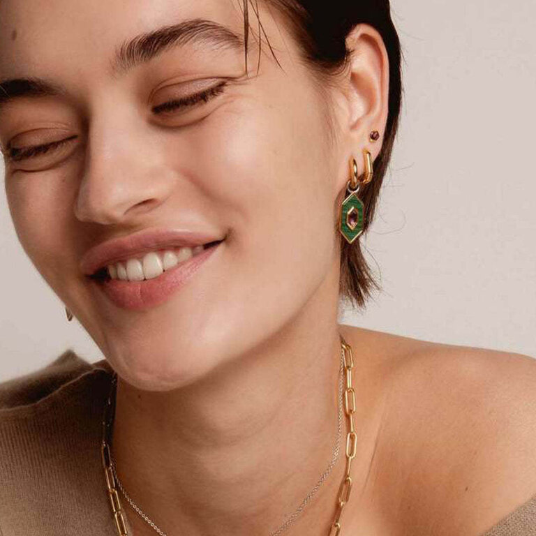 Ti Sento DISC* GP Geometric Silver Huggie Earrings