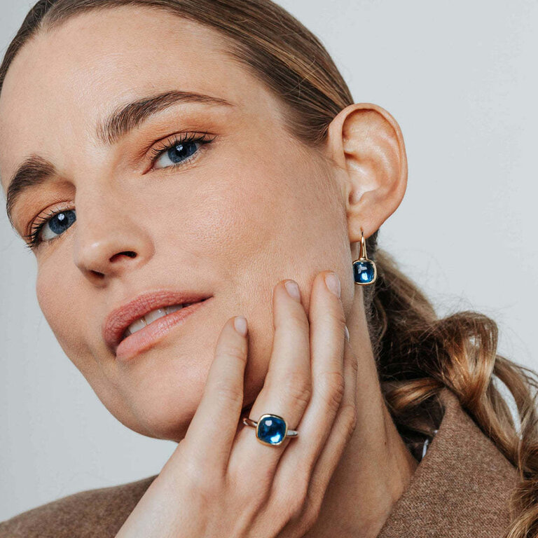Ti Sento GP Deep Blue Cushion Drop Earrings