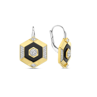 Ti Sento Hexagon Black Drop Earrings