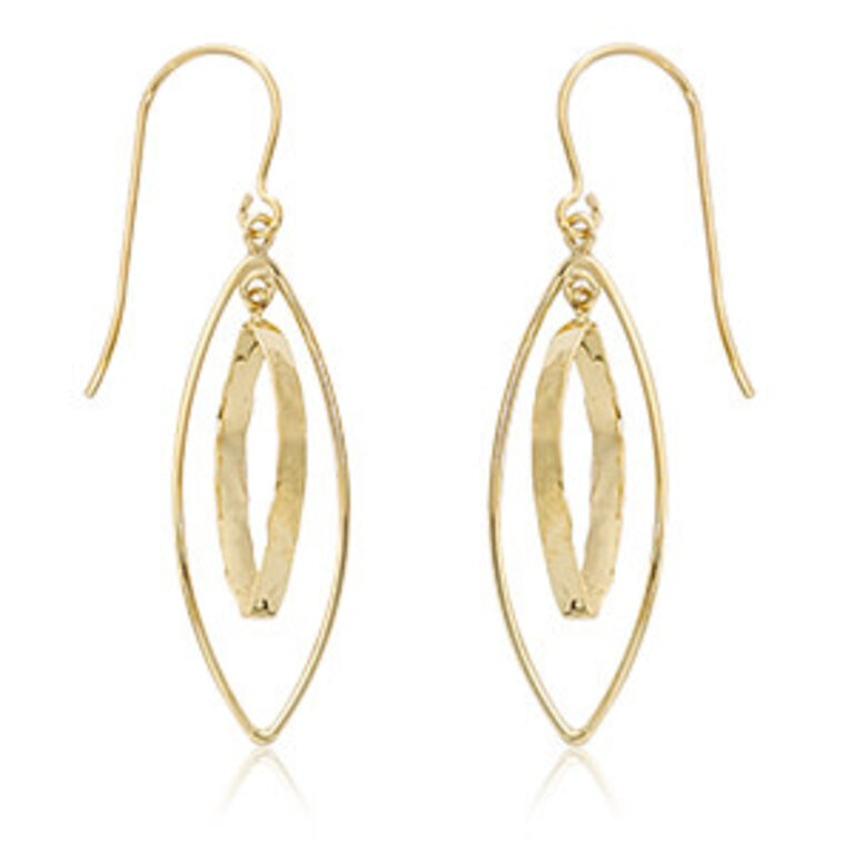 Carla Hammered Marquis Drop Earrings