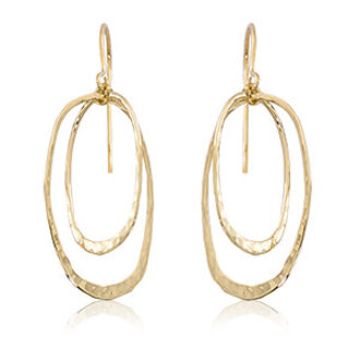 Carla Gold Dual Oval Hammered Earrings