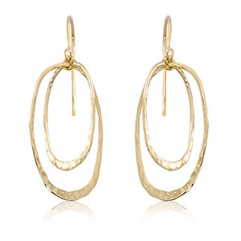 Carla Gold Dual Oval Hammered Earrings