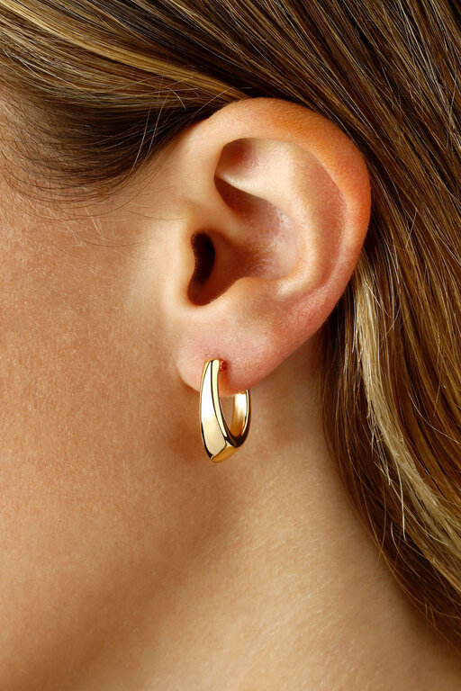 Carla Gold Oval Visor Hoop Earrings