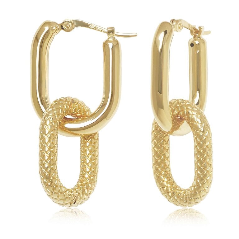 Carla Polished & Textured Double Oval Interlock Earrings