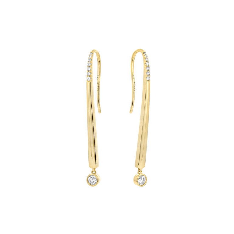 Expressions Jewelers Gold Diamond Bar Drop Earrings