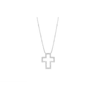 Expressions Jewelers Gold Diamond Cross Outline Necklace