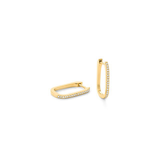 Expressions Jewelers Gold Elongated Diamond Hoop Earrings