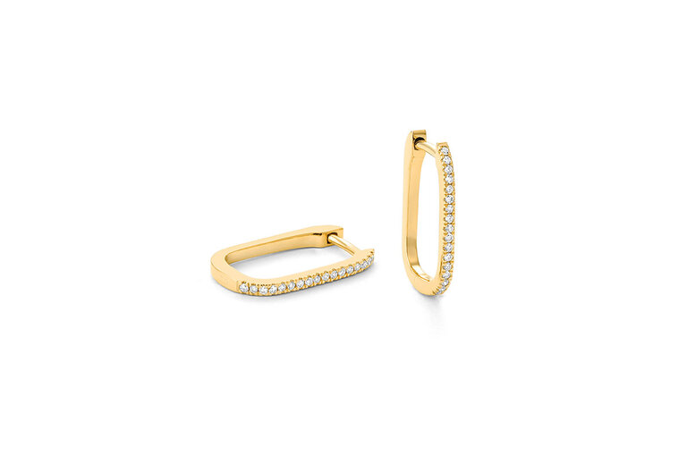 Expressions Jewelers Gold Elongated Diamond Hoop Earrings