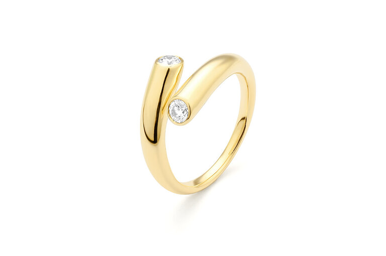 Expressions Jewelers Gold Two-Stone Diamond Bypass Ring
