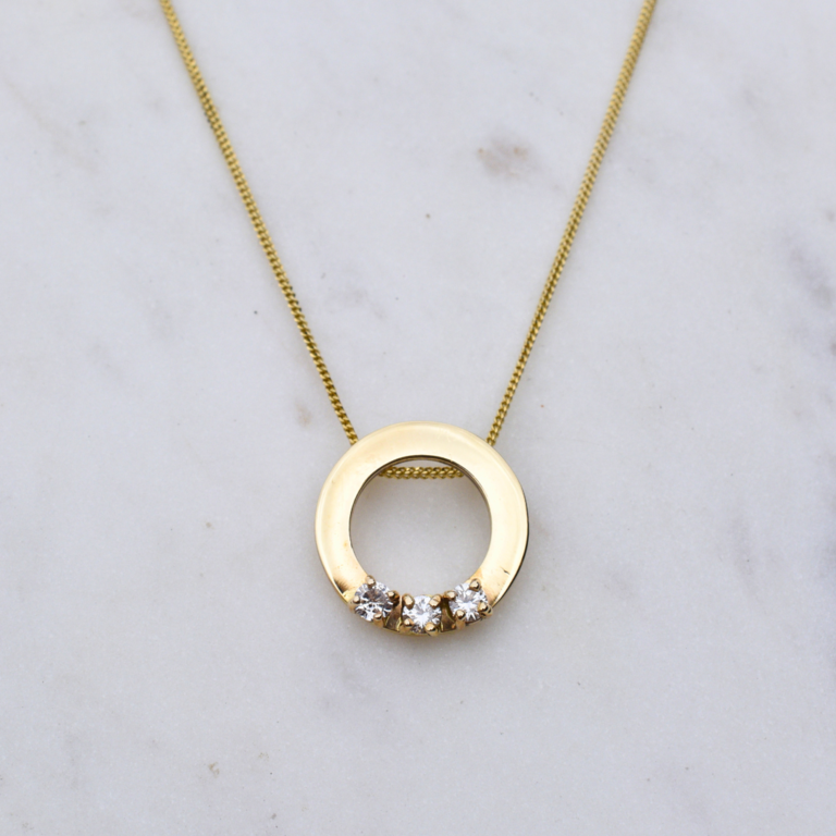 Expressions Jewelers 14K Diamond Trio Open Circle Necklace