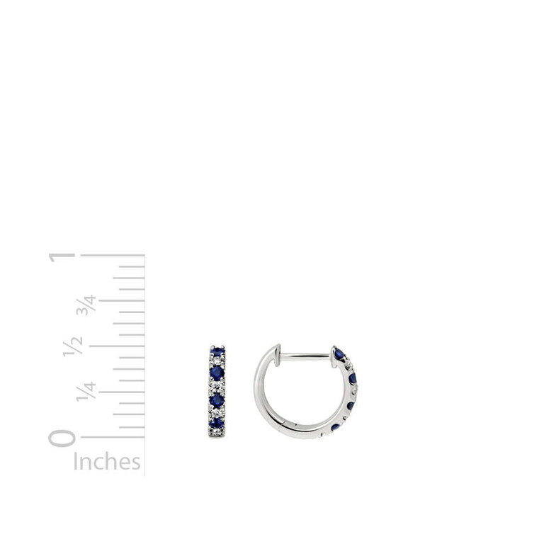 Expressions Jewelers 14K White Gold Sapphire and Diamond Huggie Earrings