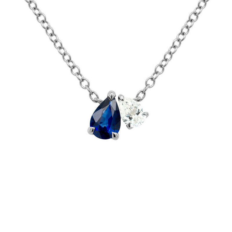 Artistry 14K Pear Sapphire and Diamond Necklace