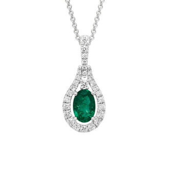 Expressions Jewelers Emerald and Diamond Teardrop Necklace