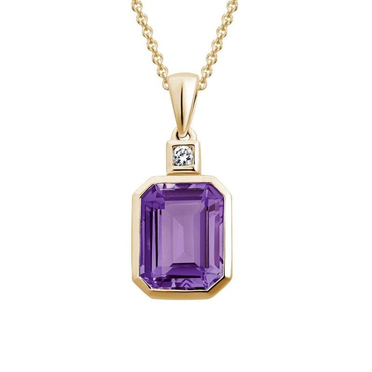 Artistry 14K Step-Cut Amethyst and Diamond Necklace