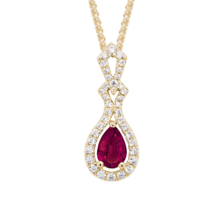 Artistry 14K Ruby & Diamond Drop Necklace