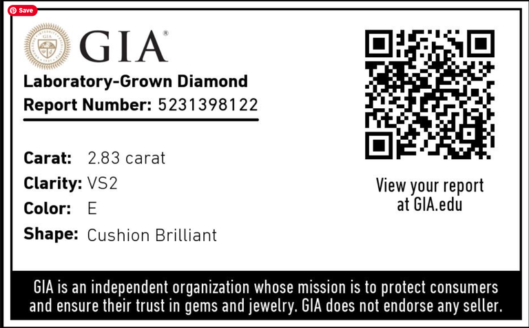 Expressions Jewelers LAB GROWN Elongated Cushion 2.83carat