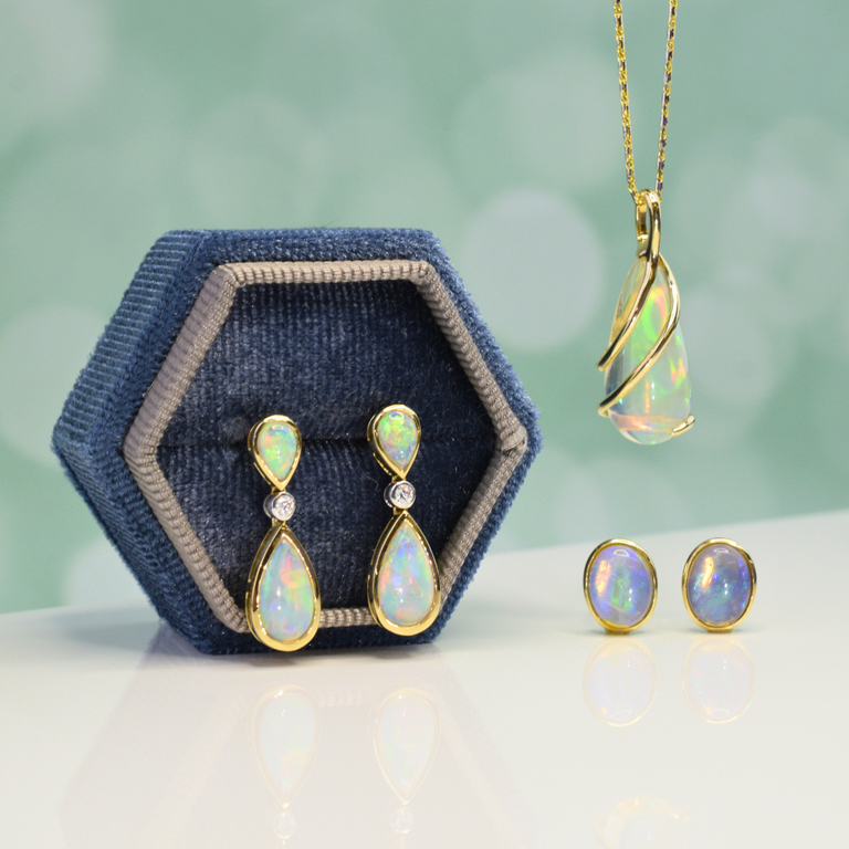 Expressions Jewelers 14K Pear-Shaped Opal Drop Earrings