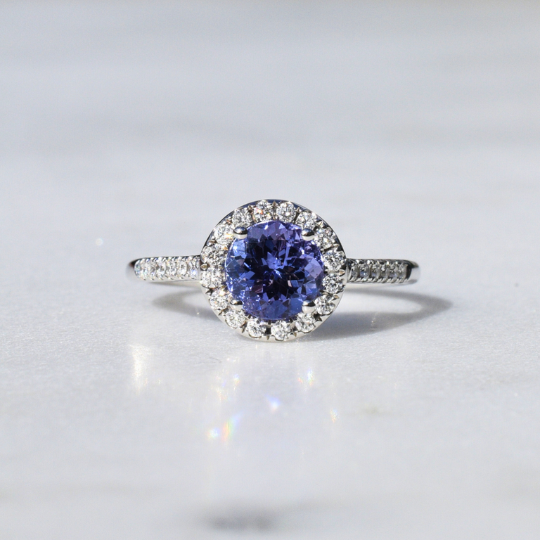 Expressions Jewelers 14K Tanzanite & Diamond Halo Ring