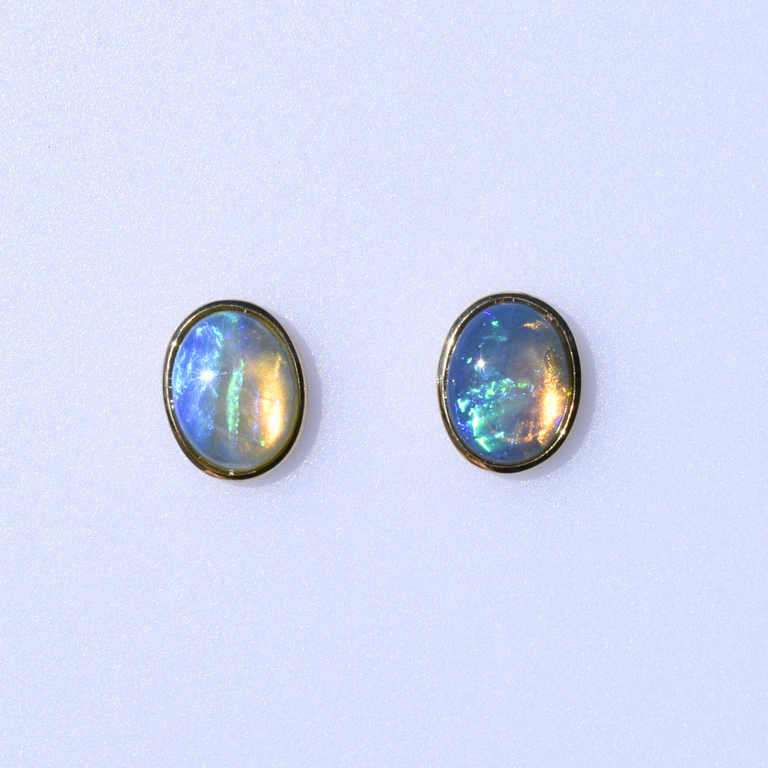 Expressions Jewelers Bezel Oval Opal Studs