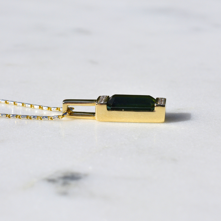 Expressions Jewelers 14K Green Tourmaline & Diamond Pendant