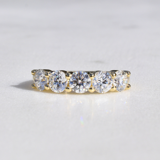 Expressions Jewelers Yellow Gold Lab-Grown Diamond 5-Stone Band