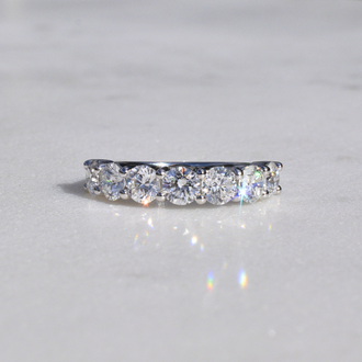 Expressions Jewelers White Gold Lab-Grown Diamond 7-Stone Band