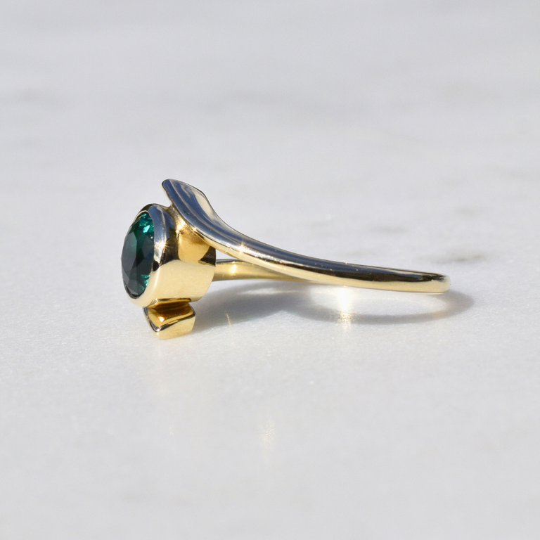 Expressions Jewelers Lab-Grown Emerald Bypass Ring
