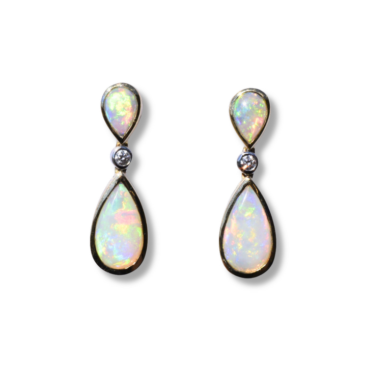 Expressions Jewelers 14K Pear-Shaped Opal Drop Earrings