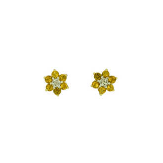 Estate Collection Estate Citrine & Diamond Cluster Studs