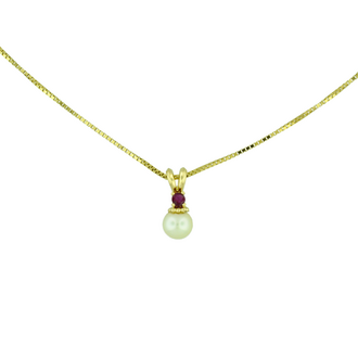 Estate Collection Estate Pearl & Ruby Pendant Necklace