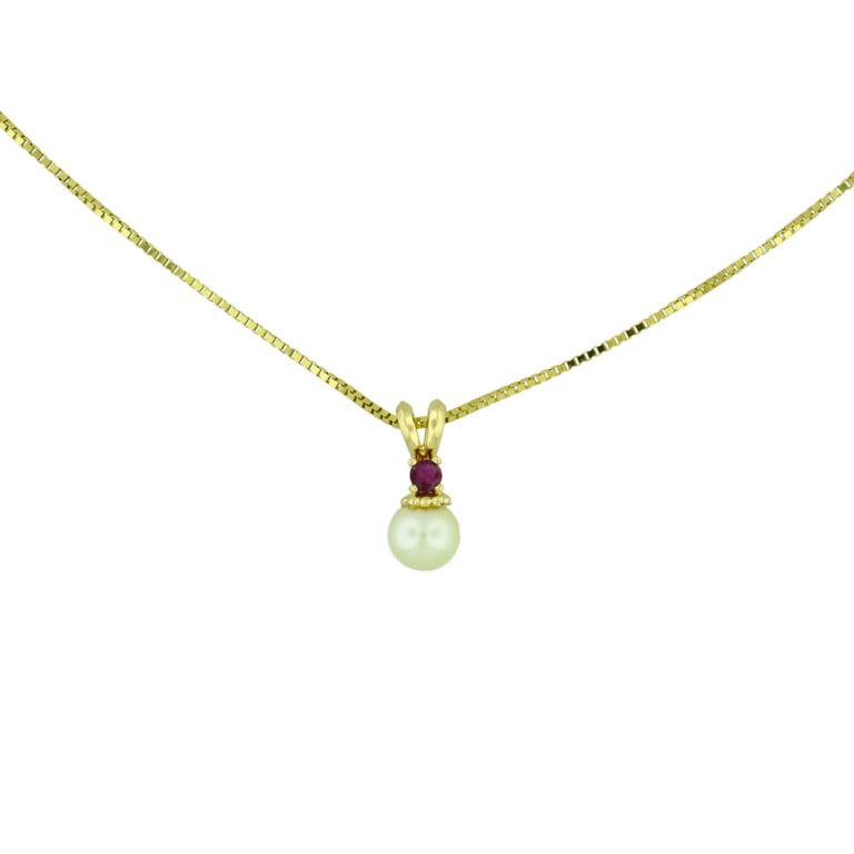 Estate Collection Estate Pearl & Ruby Pendant Necklace