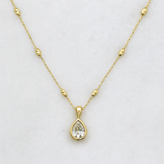 Expressions Jewelers Moissanite Pear Necklace
