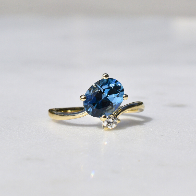 14K London Blue Topaz & Diamond Ring