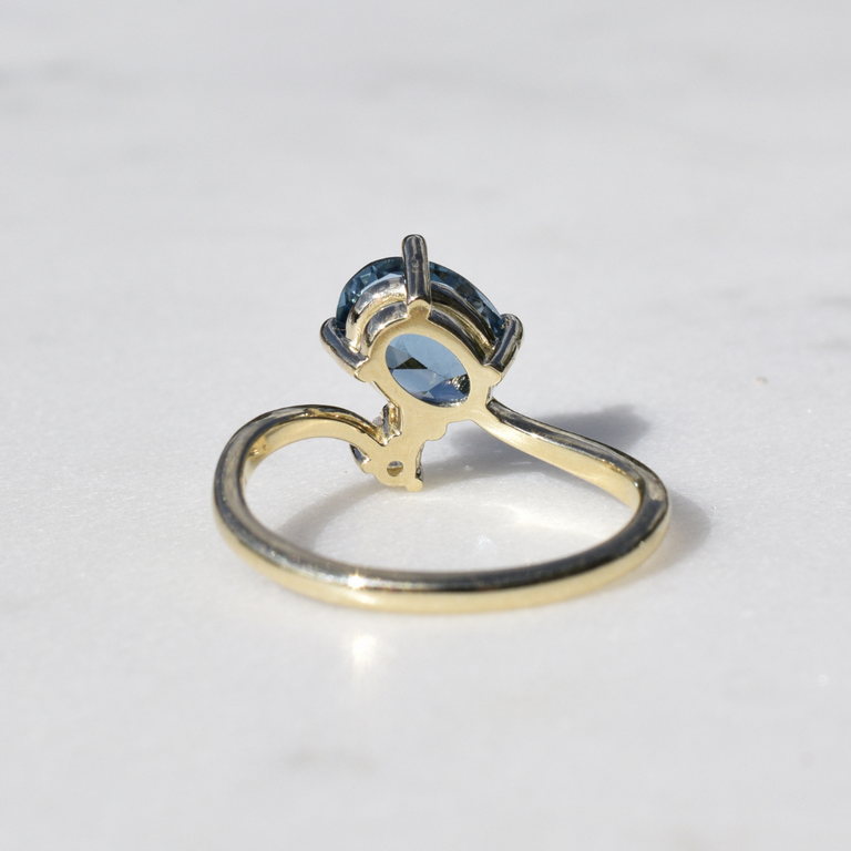 Estate Collection 14K London Blue Topaz & Diamond Ring
