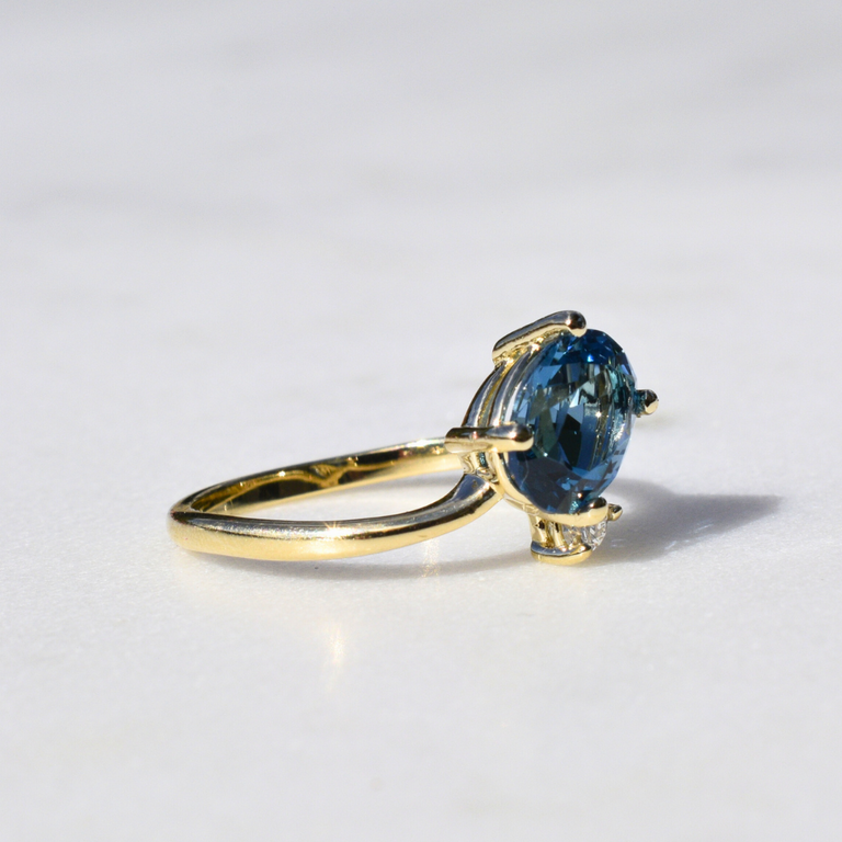 Estate Collection 14K London Blue Topaz & Diamond Ring