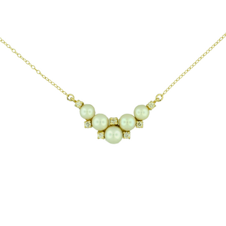 Estate Collection Estate Gold Pearl and Diamond Cluster Necklace