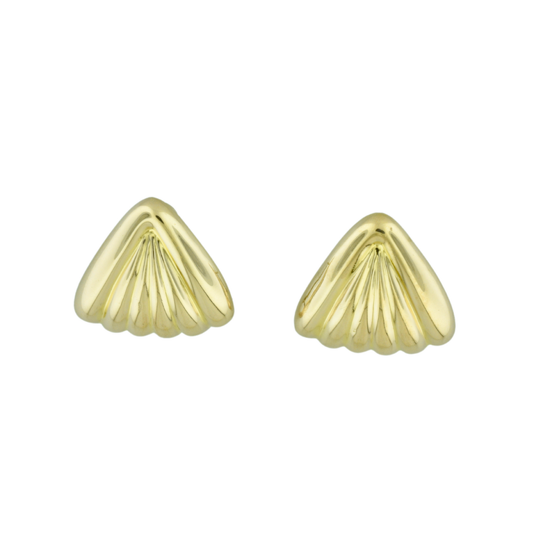 Estate Collection Estate 14K Yellow Gold Triangle Fan Earrings with Omega Back