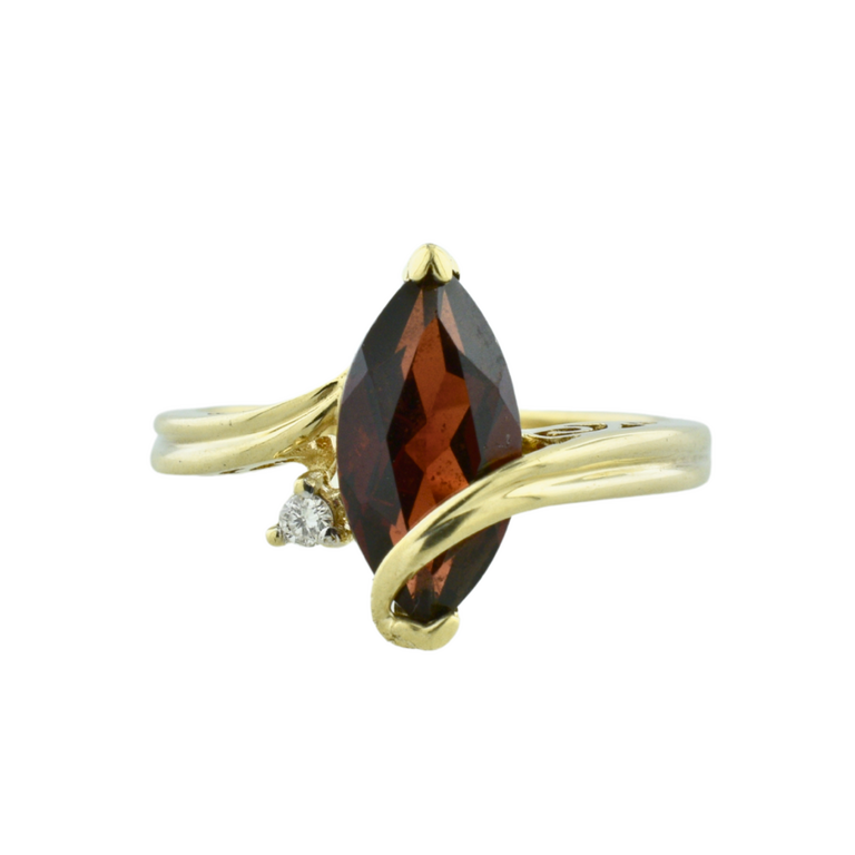 Estate Collection Estate 10K Yellow Gold Marquise Garnet Ring
